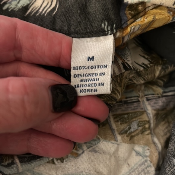 Reyn Spooner Shirt Mens Medium Gray Car‎ Cars Button Up Hawaiian Camp Popover - Picture 5 of 8